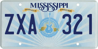 MS license plate ZXA321