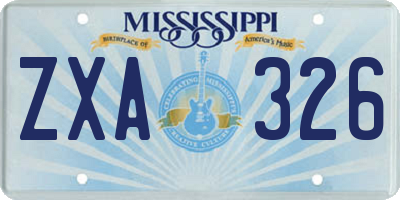MS license plate ZXA326