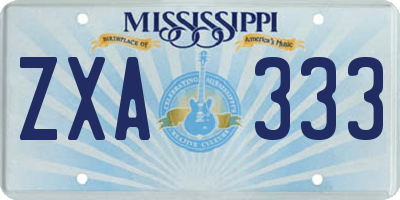 MS license plate ZXA333