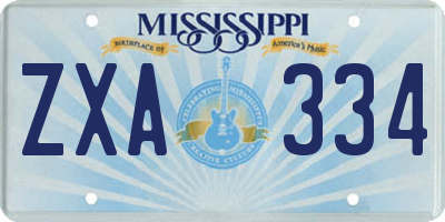 MS license plate ZXA334