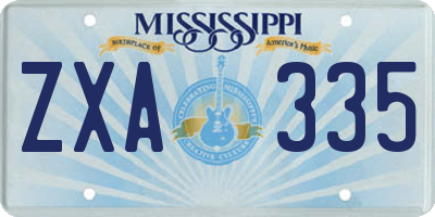 MS license plate ZXA335