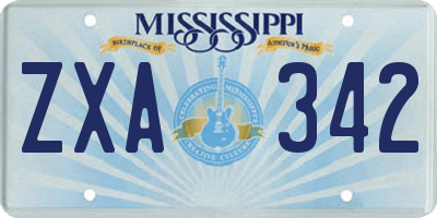 MS license plate ZXA342