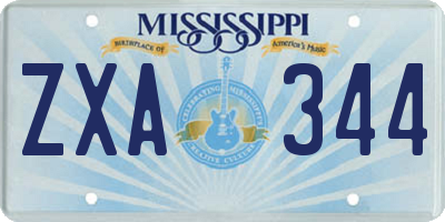 MS license plate ZXA344