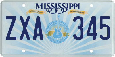 MS license plate ZXA345