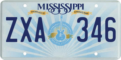 MS license plate ZXA346