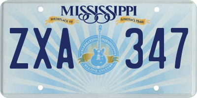 MS license plate ZXA347