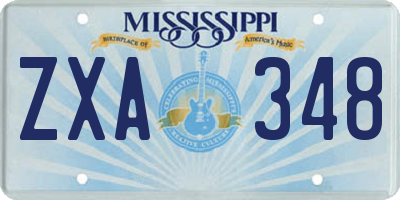 MS license plate ZXA348
