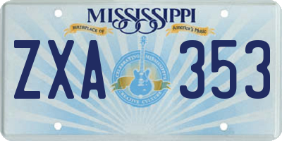 MS license plate ZXA353