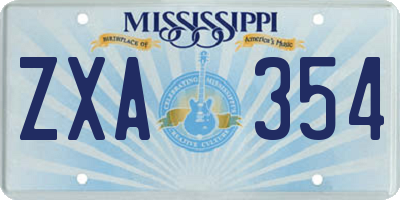 MS license plate ZXA354