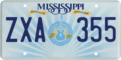 MS license plate ZXA355