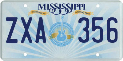 MS license plate ZXA356