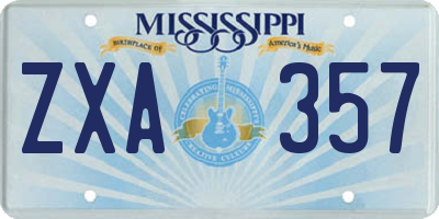 MS license plate ZXA357