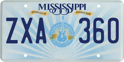 MS license plate ZXA360