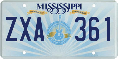 MS license plate ZXA361