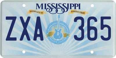 MS license plate ZXA365