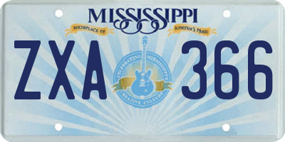 MS license plate ZXA366