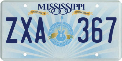 MS license plate ZXA367