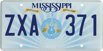 MS license plate ZXA371