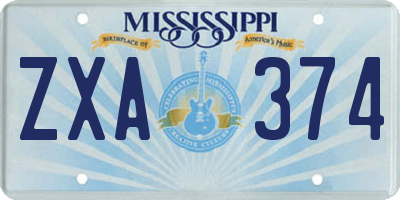 MS license plate ZXA374