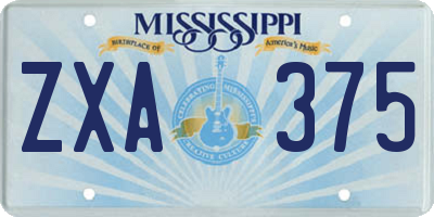 MS license plate ZXA375
