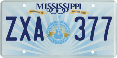 MS license plate ZXA377