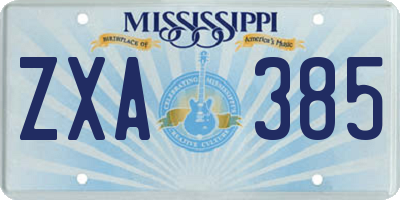 MS license plate ZXA385