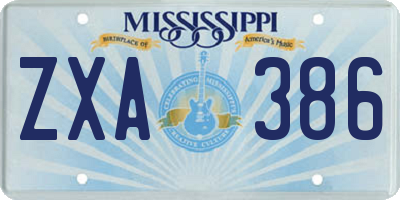 MS license plate ZXA386