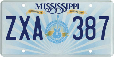 MS license plate ZXA387