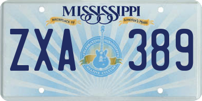 MS license plate ZXA389