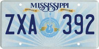MS license plate ZXA392