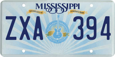MS license plate ZXA394