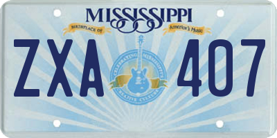MS license plate ZXA407