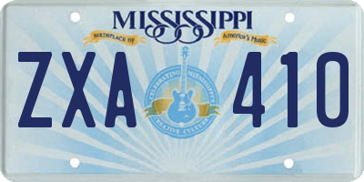 MS license plate ZXA410