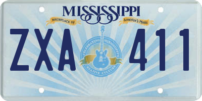MS license plate ZXA411