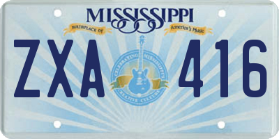 MS license plate ZXA416