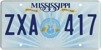 MS license plate ZXA417
