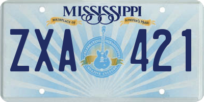 MS license plate ZXA421