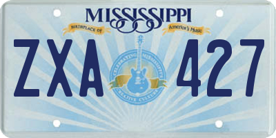 MS license plate ZXA427