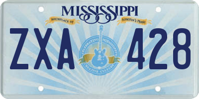 MS license plate ZXA428