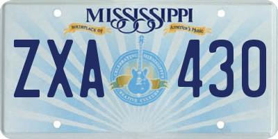 MS license plate ZXA430