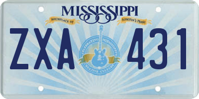 MS license plate ZXA431