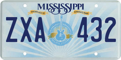 MS license plate ZXA432