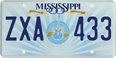 MS license plate ZXA433