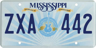 MS license plate ZXA442