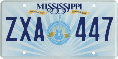 MS license plate ZXA447