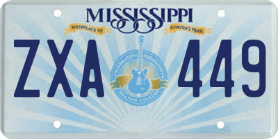 MS license plate ZXA449