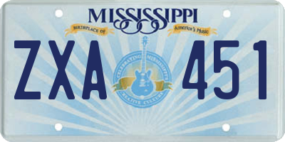 MS license plate ZXA451