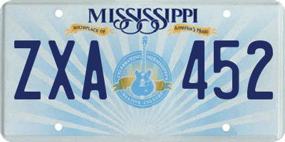MS license plate ZXA452