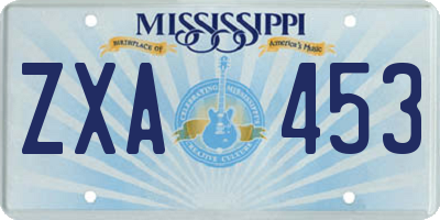 MS license plate ZXA453