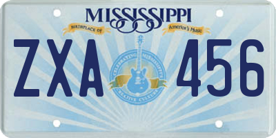 MS license plate ZXA456